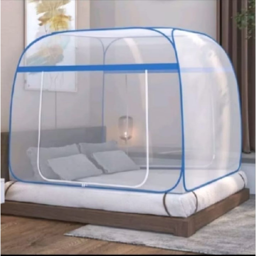 KELAMBU TENDA BAWAH BOLONG 4 SUDUT ADA KARET UKURAN KASUR NO 1