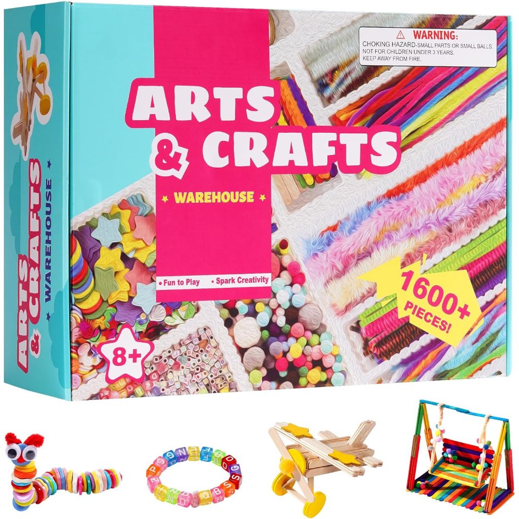 

Wowood Arts and Crafts Kit for Kids - Over 1600 Pieces of DIY Craft Supplies