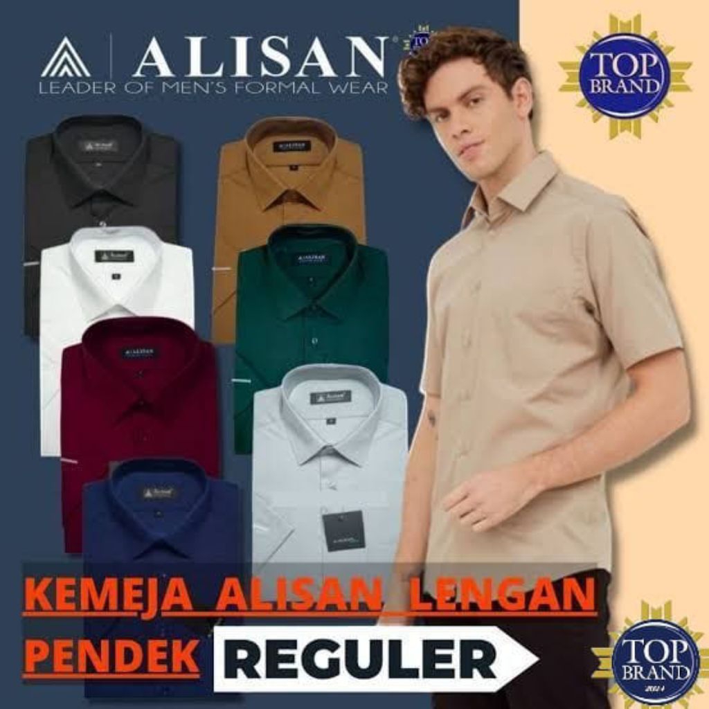 Kemeja Alisan Polos Pendek Reguler XS-XXXL