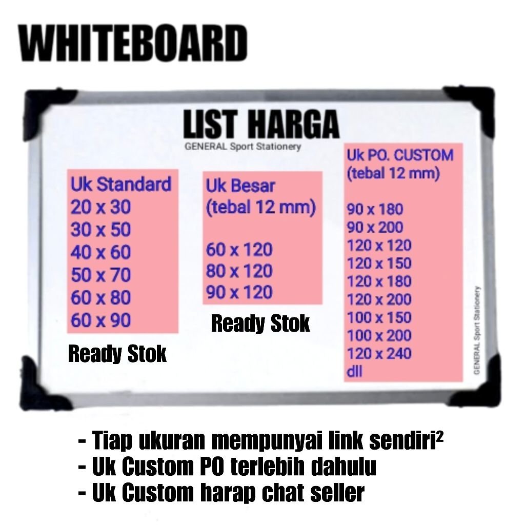 Papan Tulis / White Board 30x50 Whiteboard