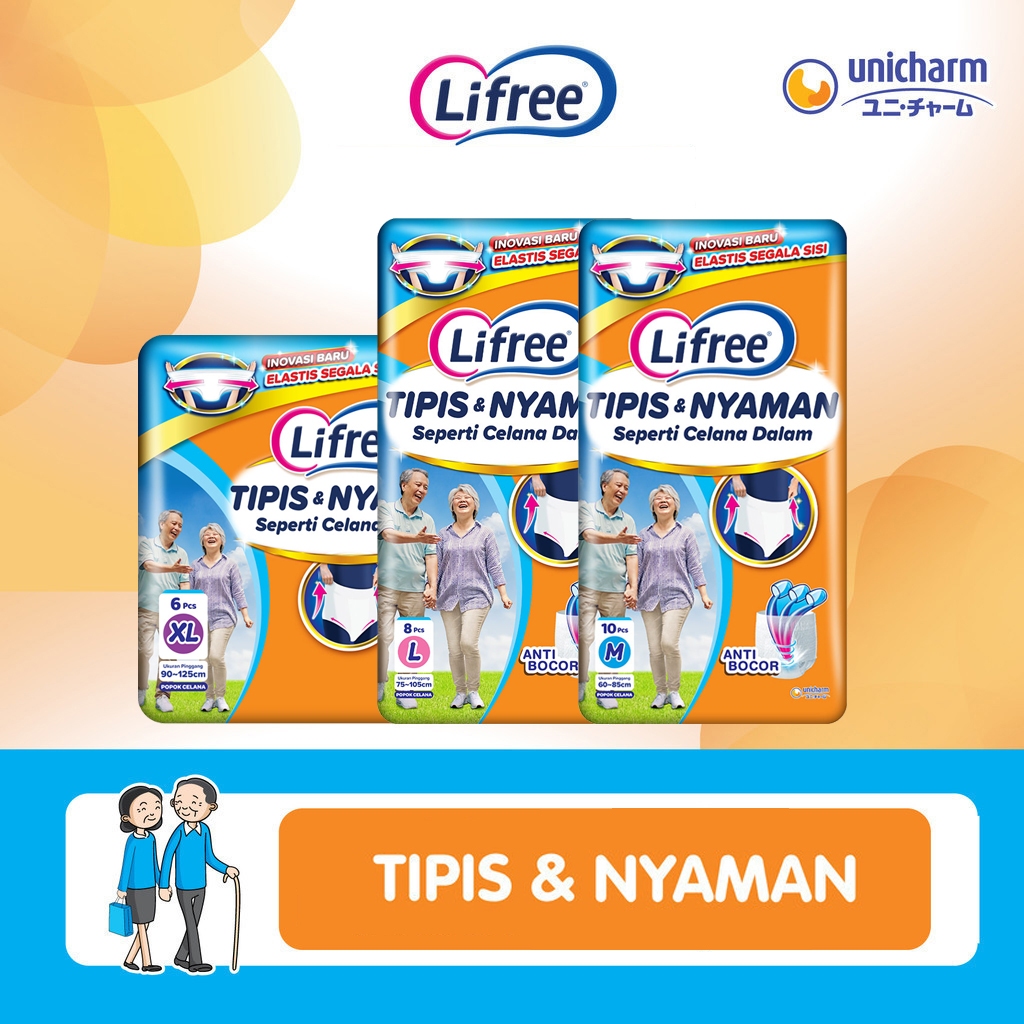 Lifree Pants Tipis & Nyaman Bergerak M10/L8/XL6 - Lifree Popok Celana Tipis dan Nyaman Bergerak M10/