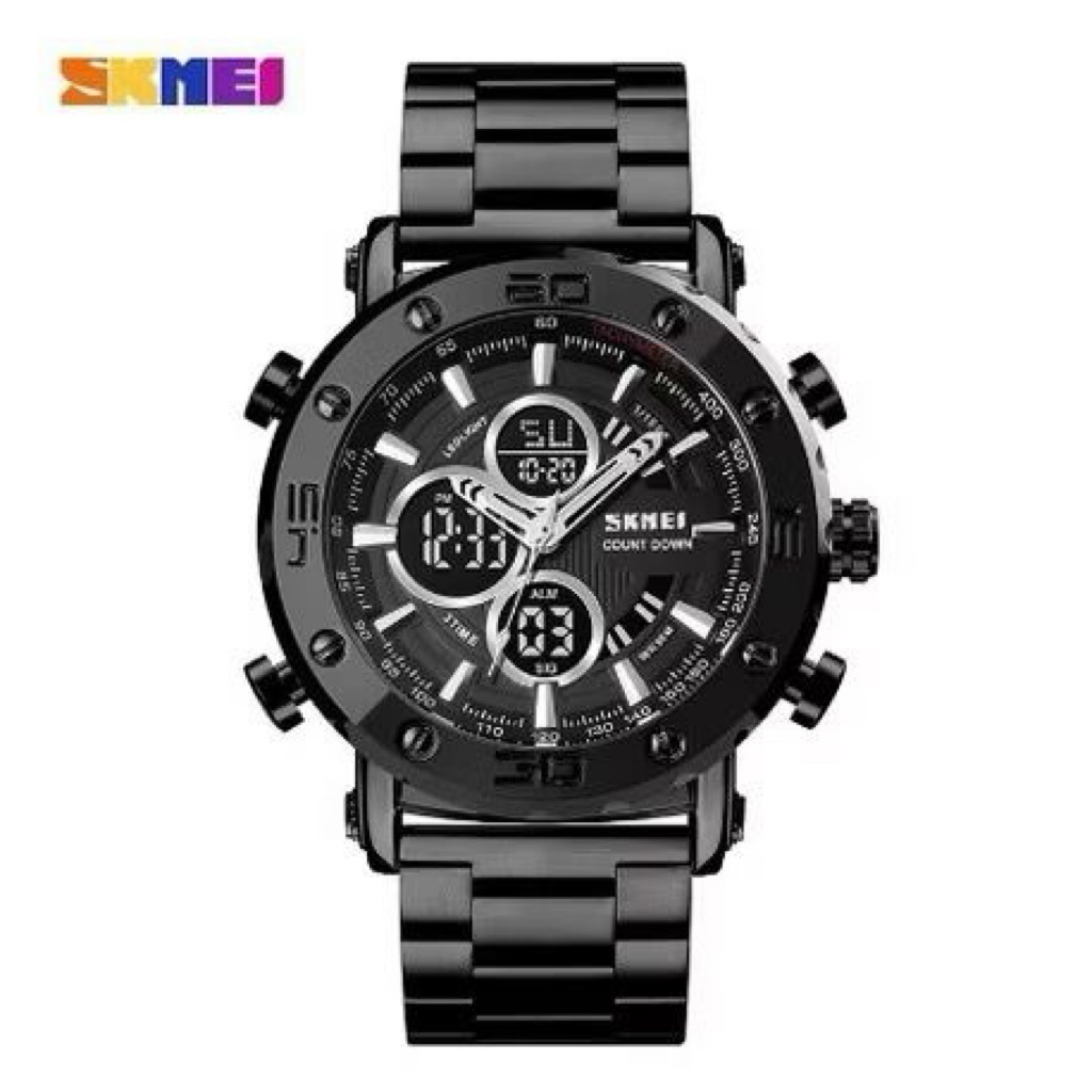 SKMEI 1636 Jam Tangan Pria Digital Analog Tali Stainless