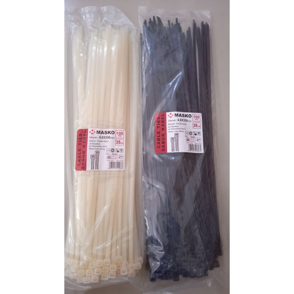 

kabel ties ukuran 350X 4,8 hitam /putih isi 100 pcs merek masko