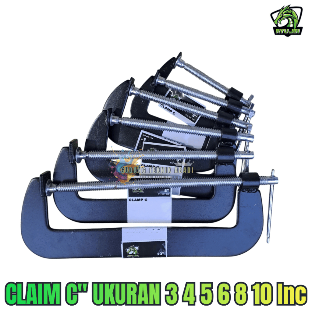 Klem C RYUJIN 4 Inch / Klem Catok Penjepit Kayu 2 Inch 3 Inch 4 Inch Clamp Klem Catok Jepit Meja Hea