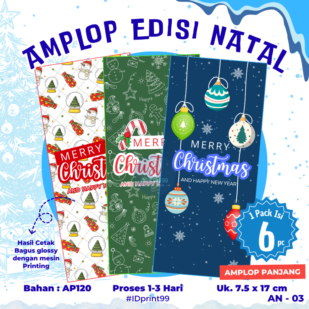 

[6PC] AN-03 AMPLOP NATAL SERI BARU | AMPLOP MERRY CHRISTMAS MURAH BARU