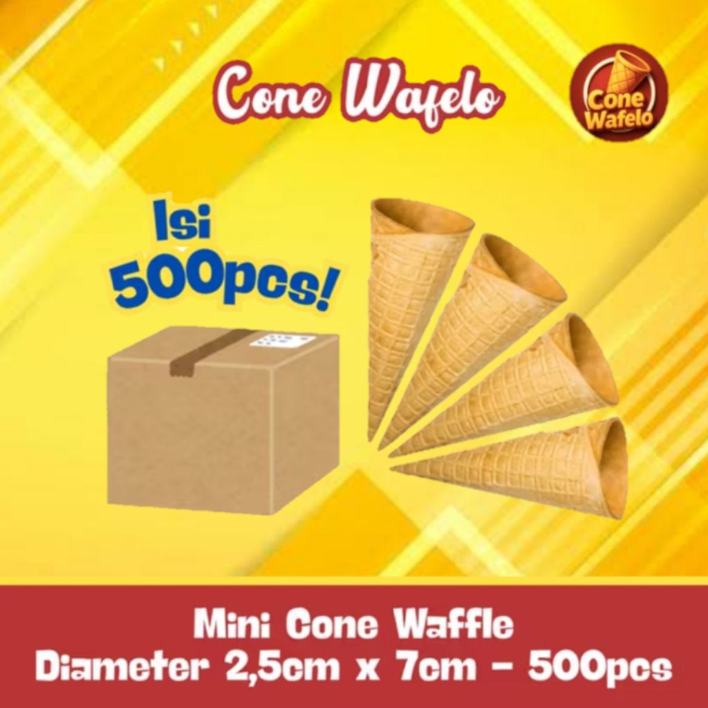 Mini cone waffle es krim diameter 2.5x7cm | Cone Es Krim Mini Renyah Topping Grosir Cafe Resto Hotel