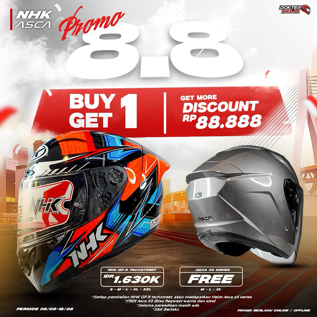 (PROMO) Helm NHK GP R TECH STREET FULL FACE MOTIF FREE HELM ASCA X5
