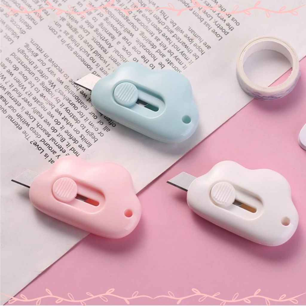 

Cutter Mini Portable Bentuk Awan Cutter Polos Travel Kit Pemotong Kertas Paper Cutter Lucu