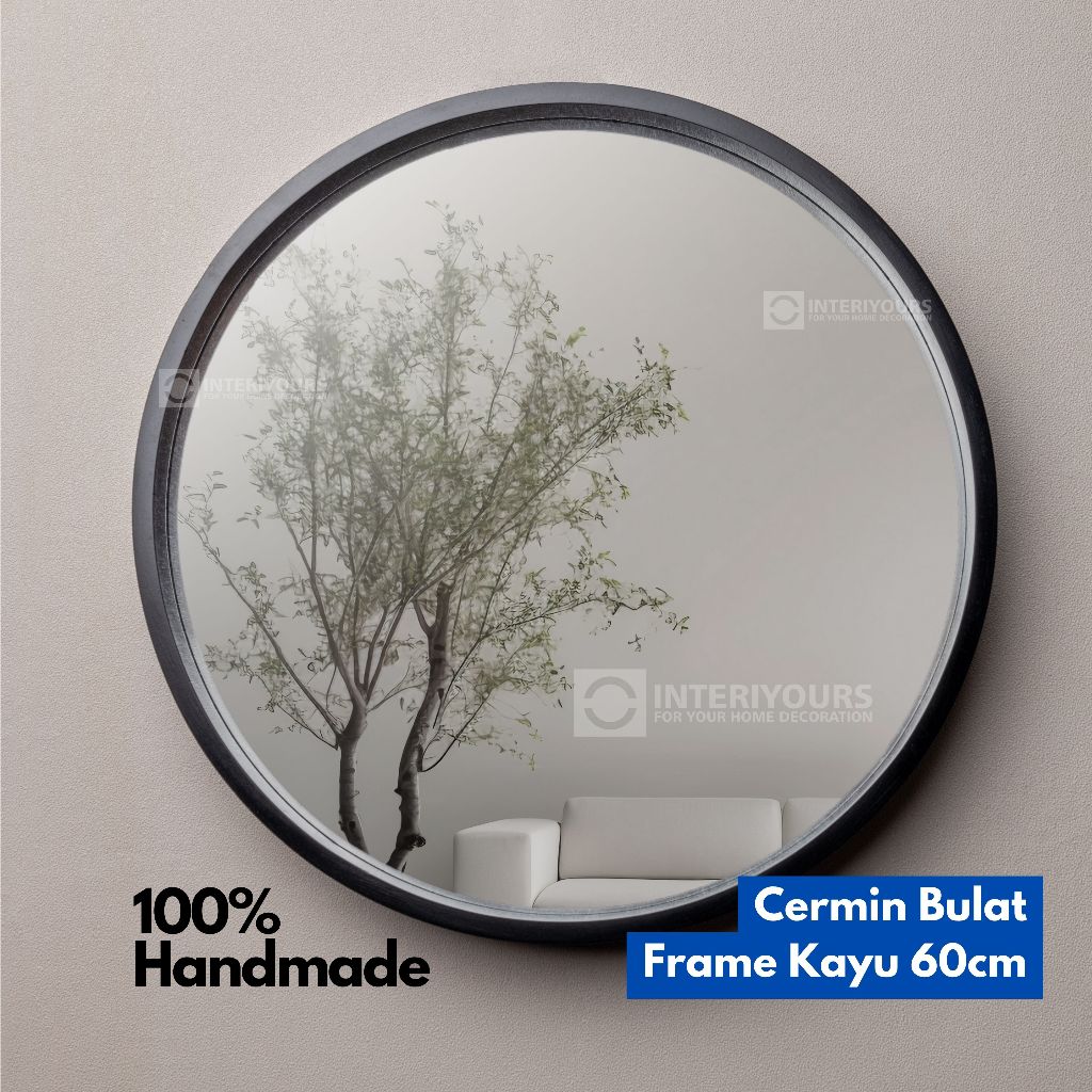 Cermin Bulat 60 cm Aesthetic Kaca Rias / Cermin Bulat Aesthetic Frame Kayu