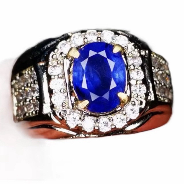 Cincin permata blue safir top quality original tanzania