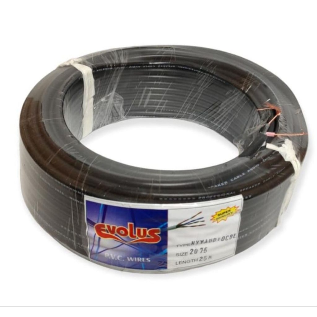 EVOLUS Kabel Listrik / Kabel Audio NYYHYO Serabut 2 075 Panjang 25meter HITAM