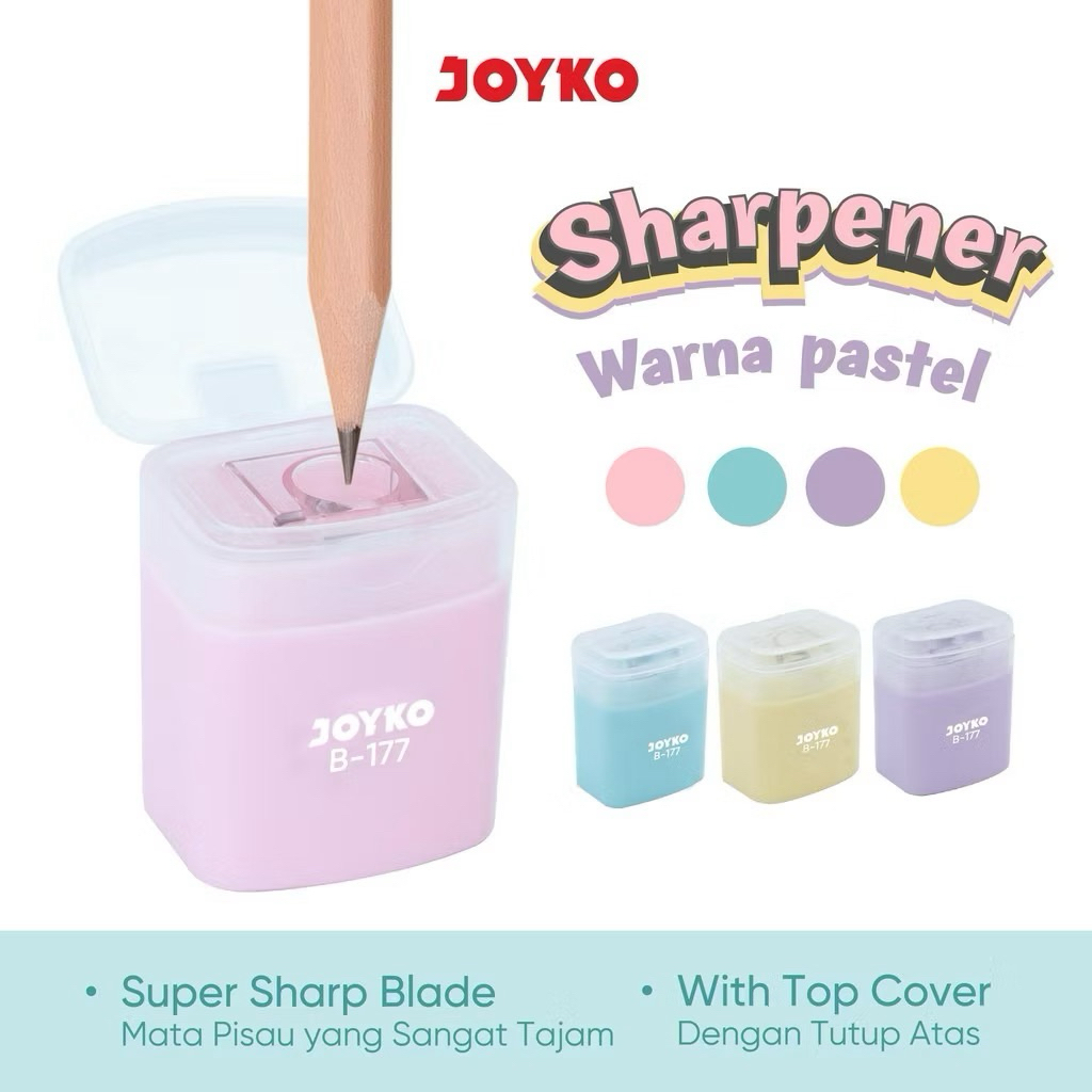 

( 1 PACK ) Rautan Serutan Sharpener B-177 PASTEL COLORS 1 PACK ISI 24 BIJI