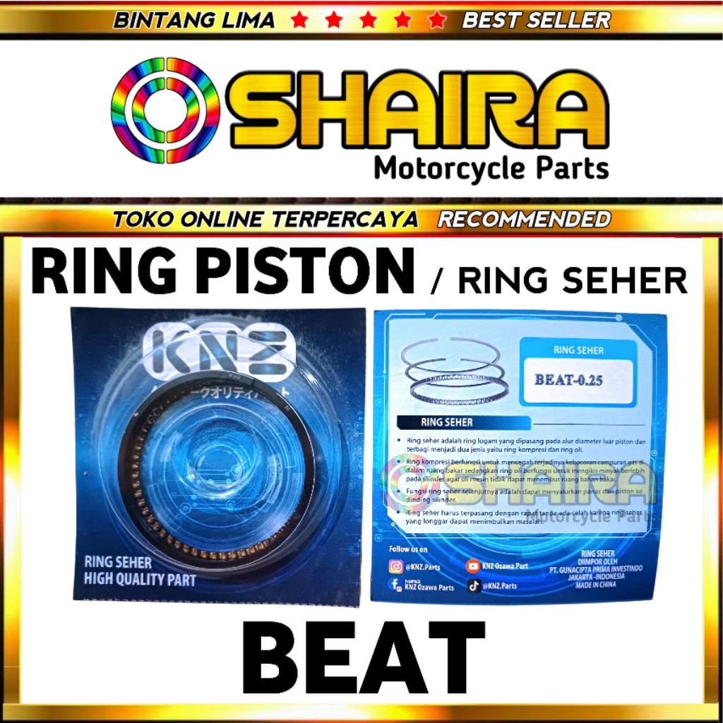RING SEHER / RING PISTON BEAT KARBU / SCOOPY KARBU / SPACY KARBU / KVY / KNZ / HIGH QUALITY PART / R