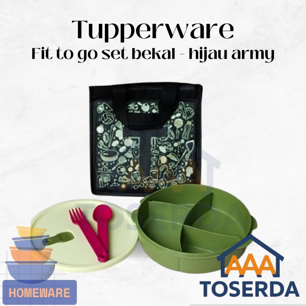 AAA Toserda | Set Bekal Tupperware Fit To Go 830ml + Tas Makan | Lunch Box Sekat Dewasa & Anak