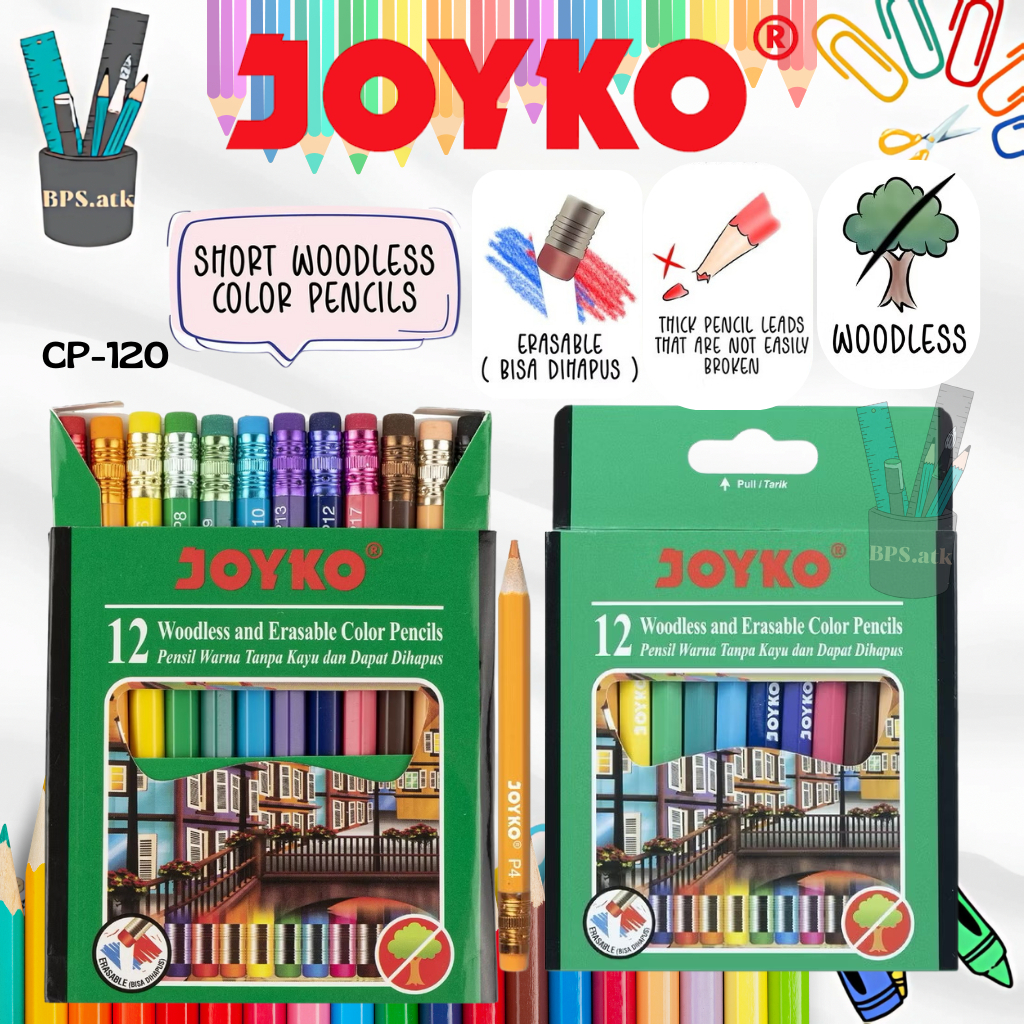 

JOYKO (Bisa Hapus) Pensil Warna / Color Pencil Erasable Short cp-120