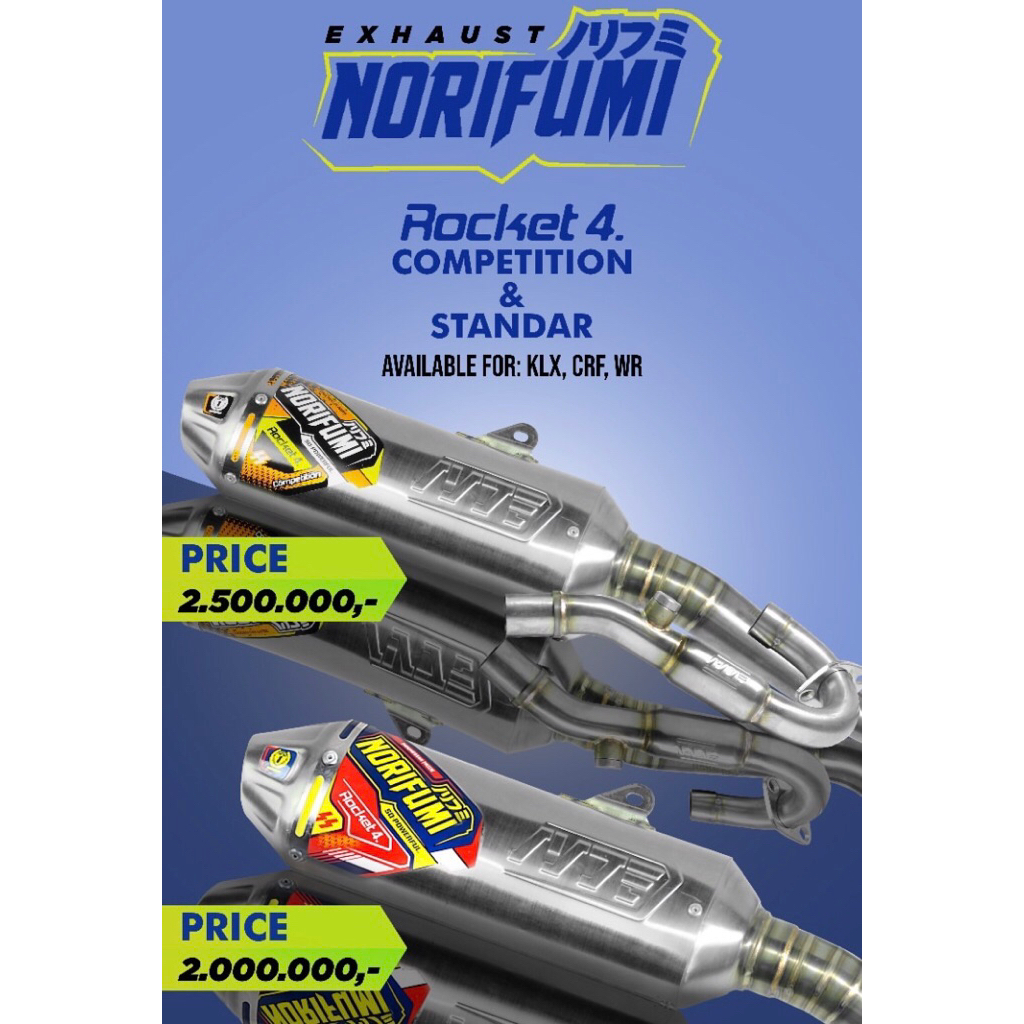 knalpot KLX/CRF/WR rocket 4 competition&standar NORIFUMI