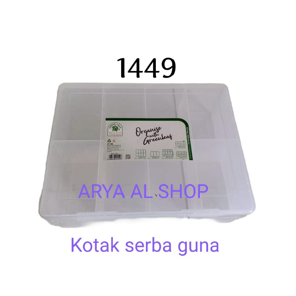 Kotak Plastik 8 Sekat Besar / Green Leaf 1449