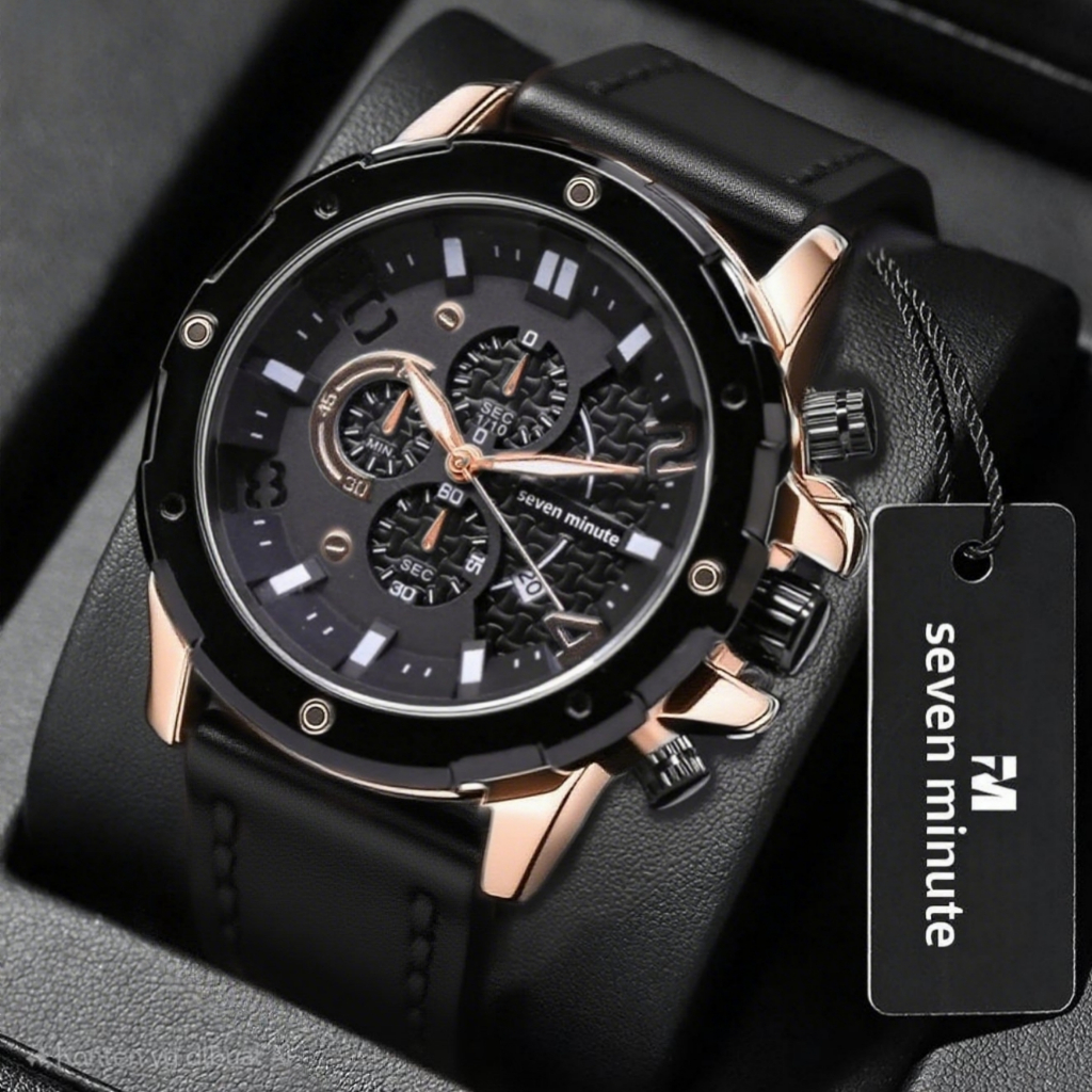 SEVEN MINUTE M729L KULIT JAM TANGAN PRIA ORIGINAL TANGGAL TAHAN AIR WATER RESISTANT