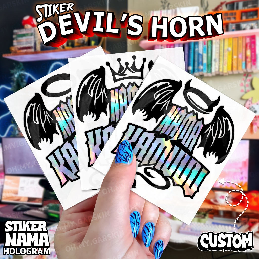 

Stiker Nama Sayap Hologram Unik Anti Air Customisasi Tulisan Namamu model Tanduk Malaikat Personalisasi untuk Casing Handphone Laptop Helm Motor Kaca Mobil Tahan Goresan