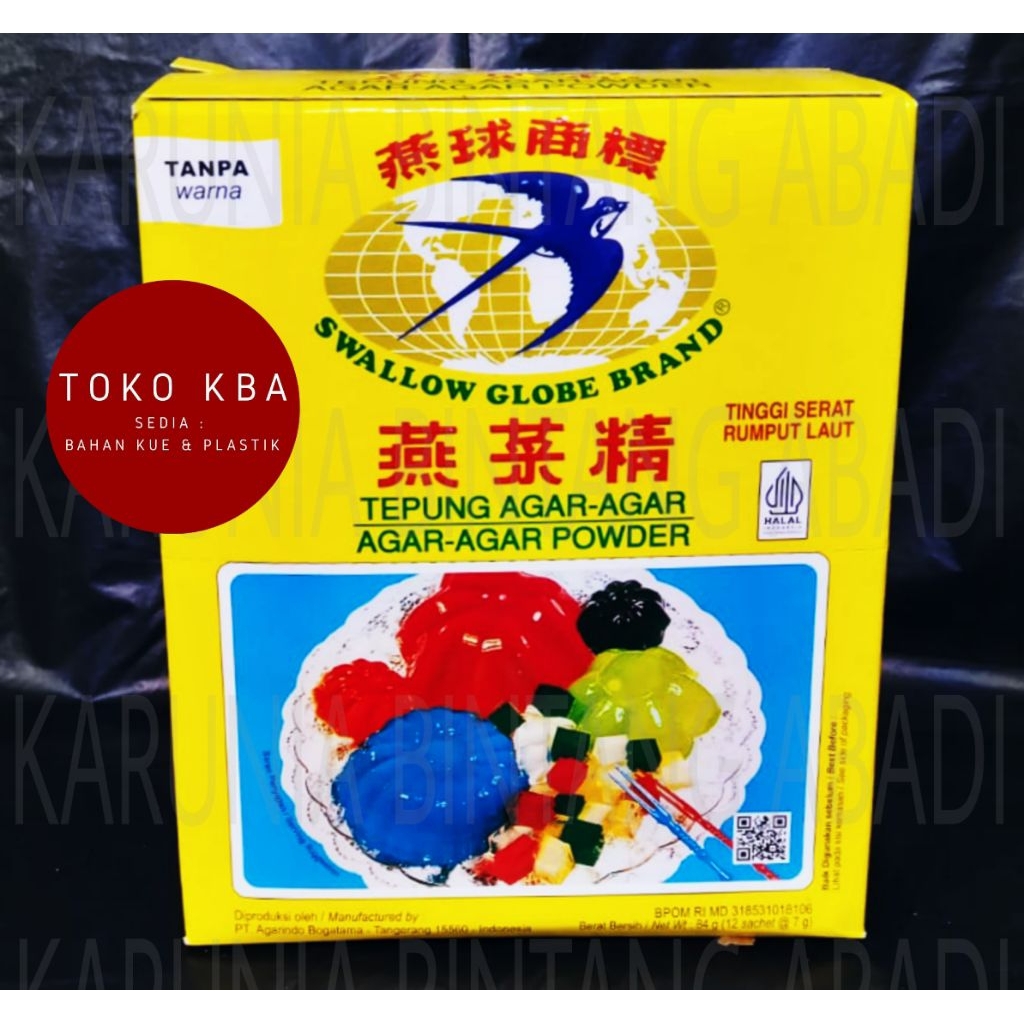 

Swallow Globe Brand Tepung Agar - Agar Powder Putih Tanpa Warna Kotak