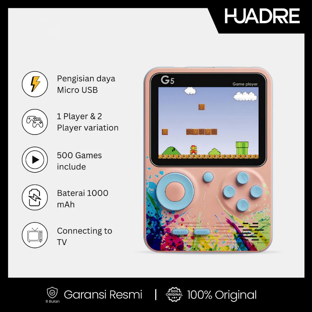 HUADRRE Game Boy Retro Gamebot Gimbot Mini Portable Include 500 in 1 Games Layar HD 3 Inch Connect T
