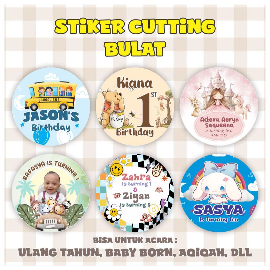 

Stiker Bulat Cutting Ulang Tahun / Stiker Bento / Stiker Acara