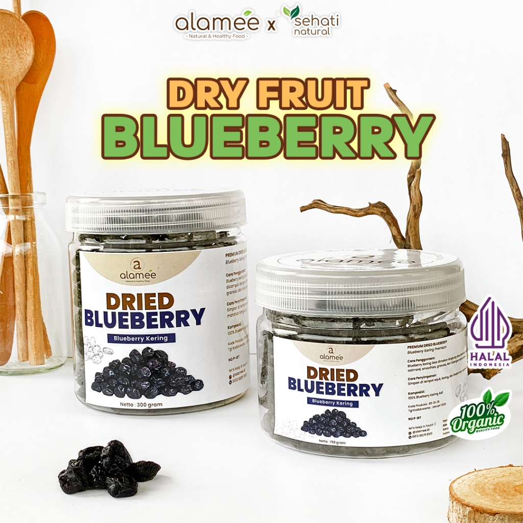 

ALAMEE Blueberry Kering Cemilan Buah Sehat Dried Fruit Blueberry Cemilan Rendah Kalori 300gr