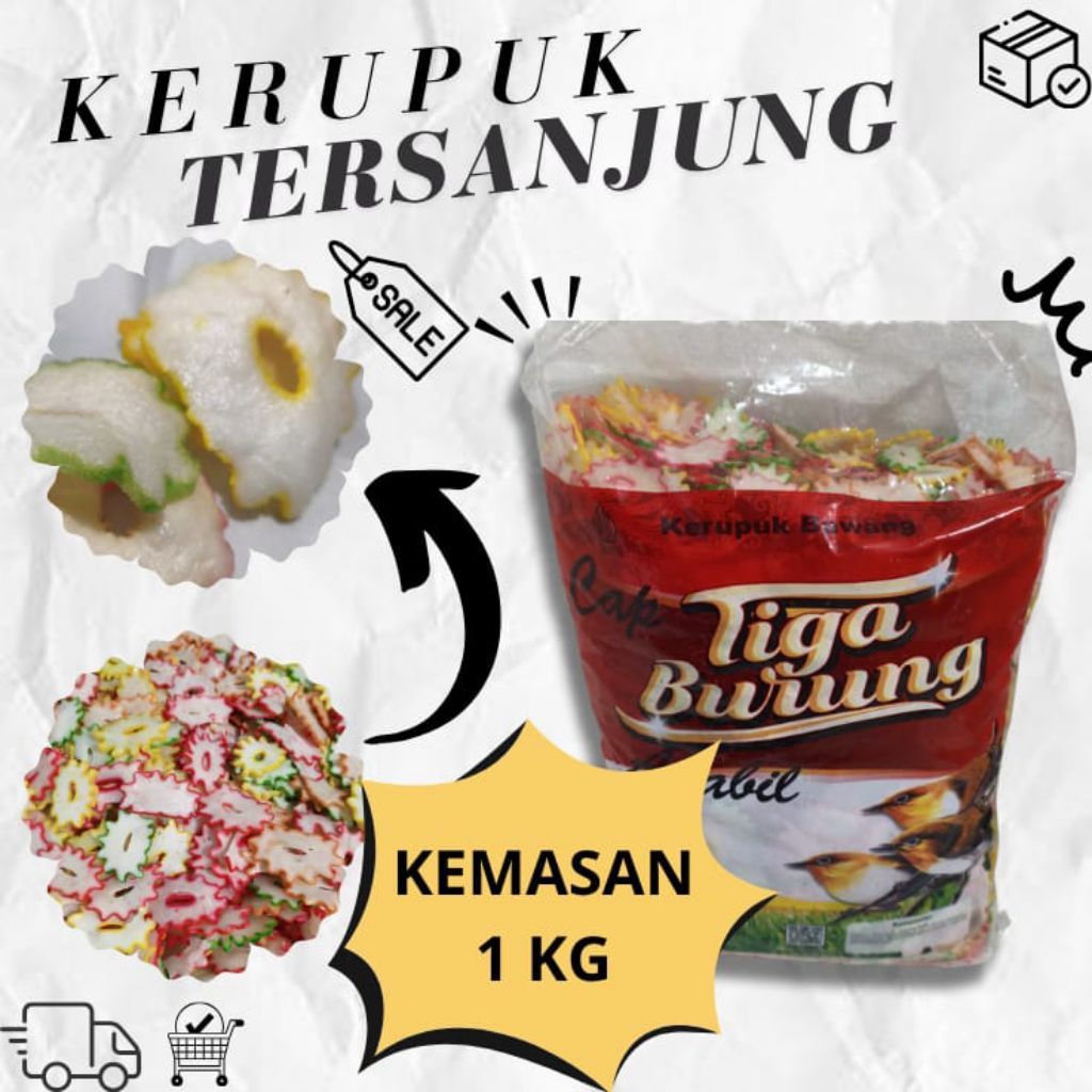 

KERUPUK TERSANJUNG kemasan 1kg.kerupuk gurih renyah rasa bawang.