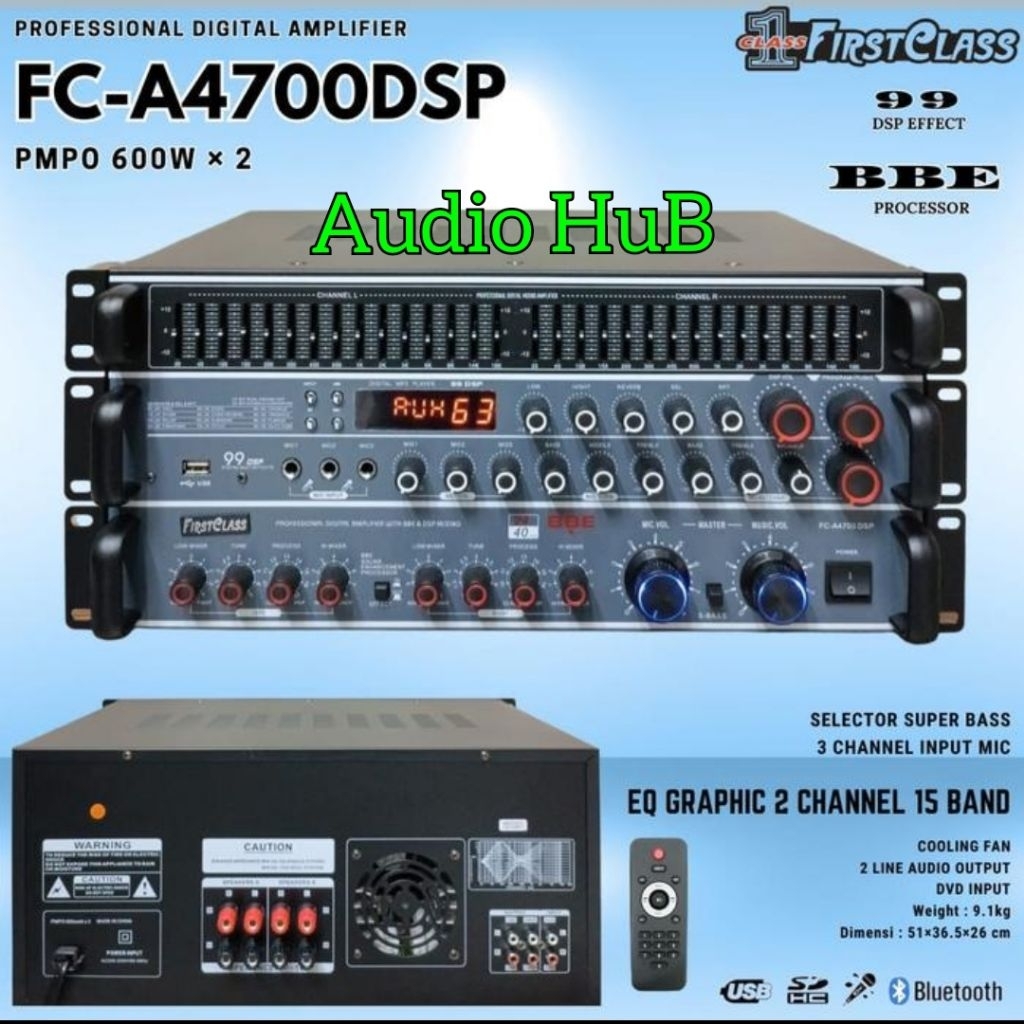Amplifier Firstclass FC A4700 DSP FCA 4700DSP FC A  4700 BBE Prosessor 98DSP Original