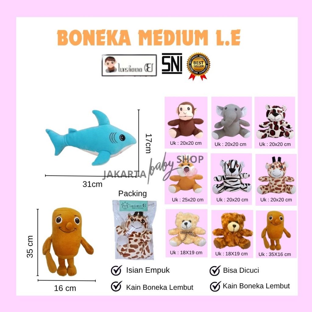 Boneka Medium L.E / Boneka Buket / Boneka Wisuda / Boneka Monyet / Boneka Gajah / Boneka Kelinci / B