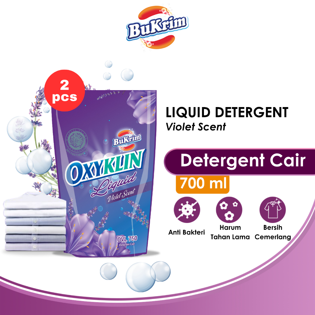 [TWINPACK] Sabun Detergent Cair BuKrim Oxyklin Violet 700ml