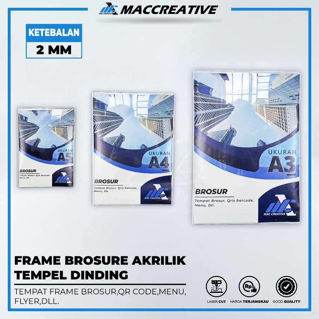 

Akrilik Tempat Brosur Tempel - Sign Holder Qris Barcode - Display Poster Menu - Ukuran A3 A4 A5