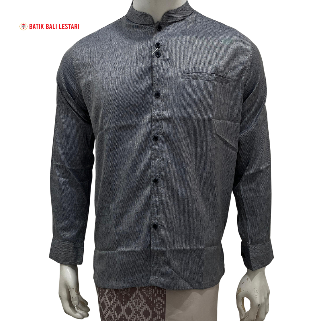 Batik Bali Lestari Koko Pakistan Lengan Panjang Abu Tua (K2KA)