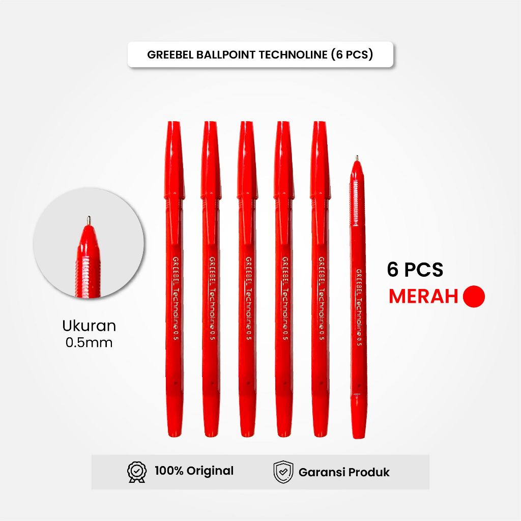 

Pulpen Greebel Technoline Merah 0.5mm (6 PCS/SET) / Ballpen / Pulpen / Bolpen / Bolpoin / Pena