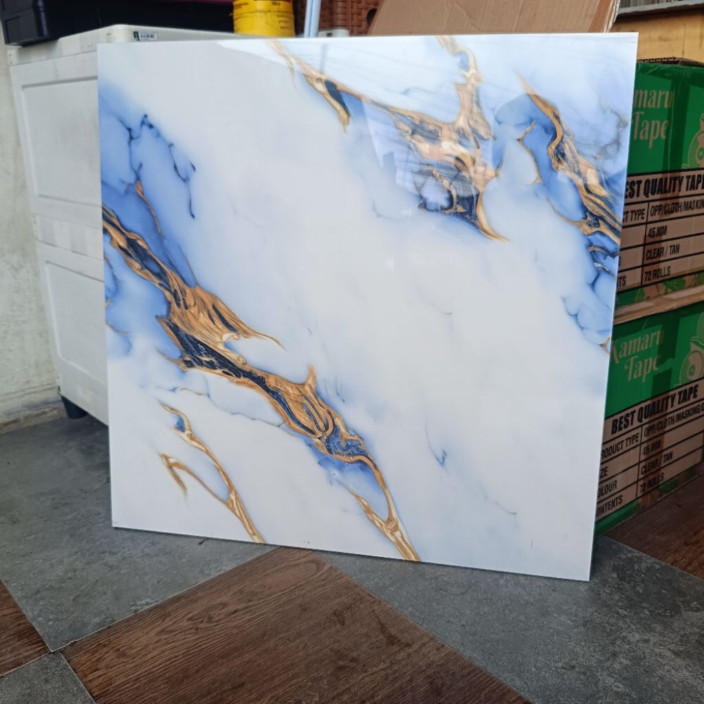 Granit Lantai 60x60 Motif marmer helius blue Ikad