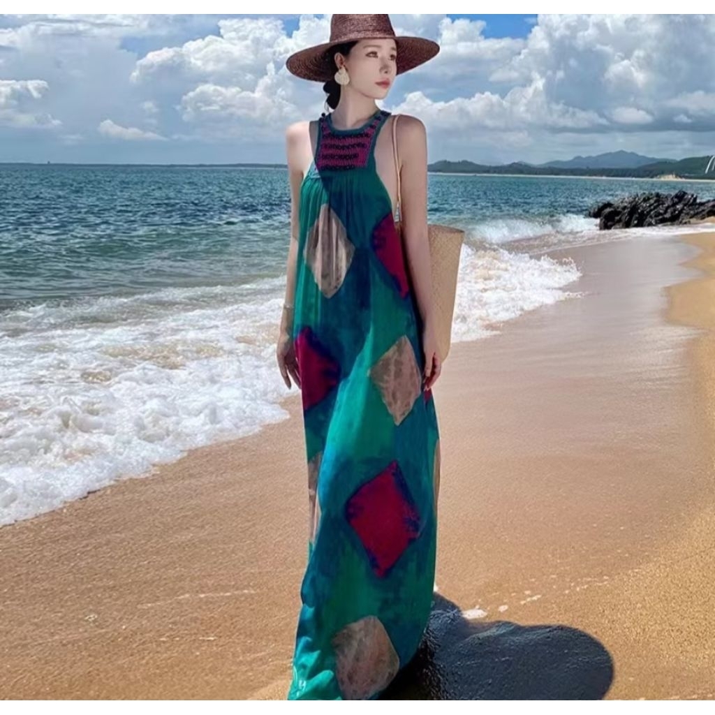 STELAR halter green emerald premium dress beach outer - Bikinibandit