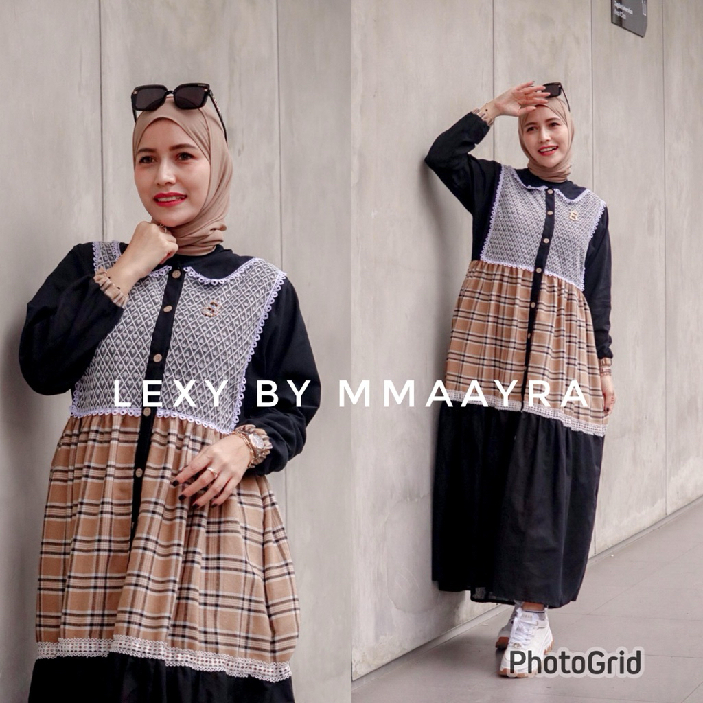 LEXY DRESS BY MMAAYRA dress gamis cantik terbaru kekinian hitam