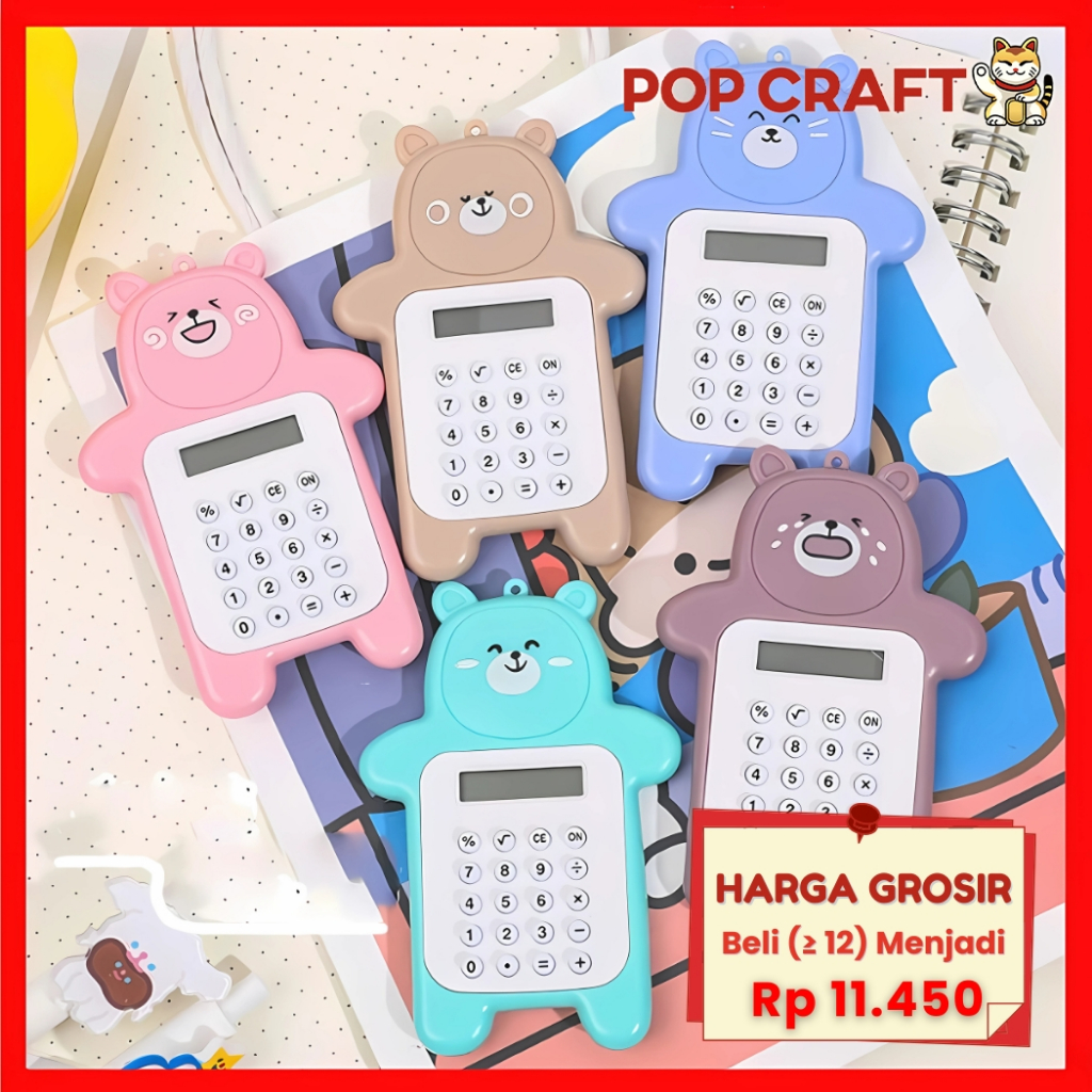 

PC Kalkulator Mini Lucu 8 Digit Mini Portable Mudah Disimpan Motif Beruang Kalkulator Lucu ATK AT33