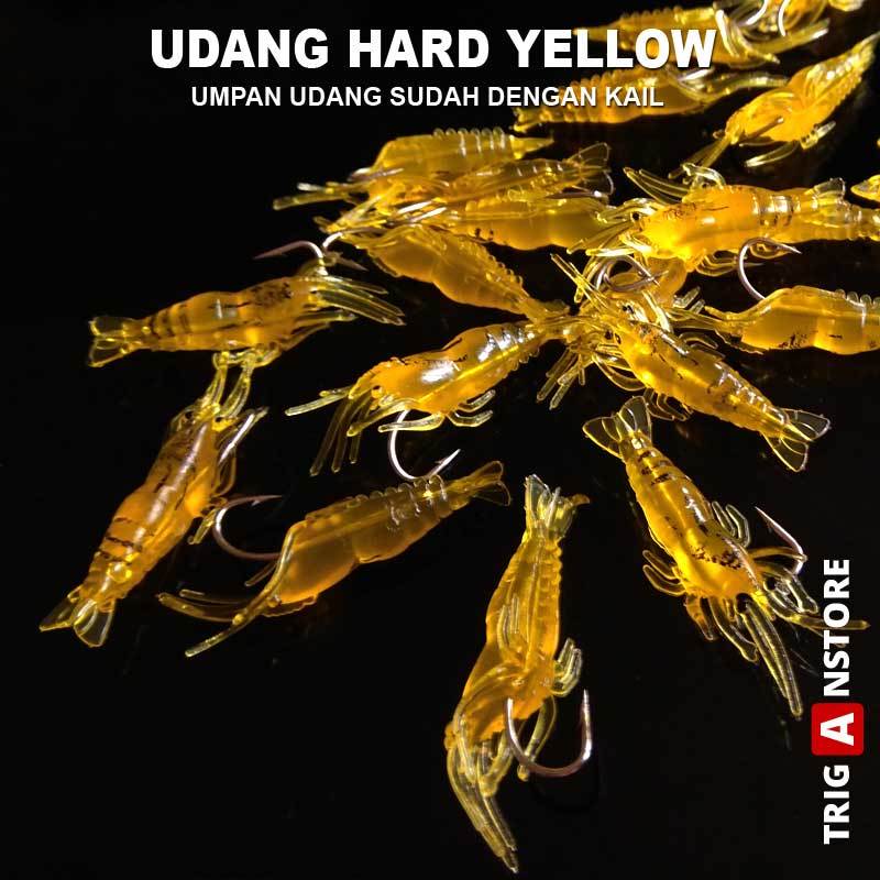 Umpan Udang Shrimp Yellow Softlure With Hook Umpan Pancing Laut Rawa Sungai