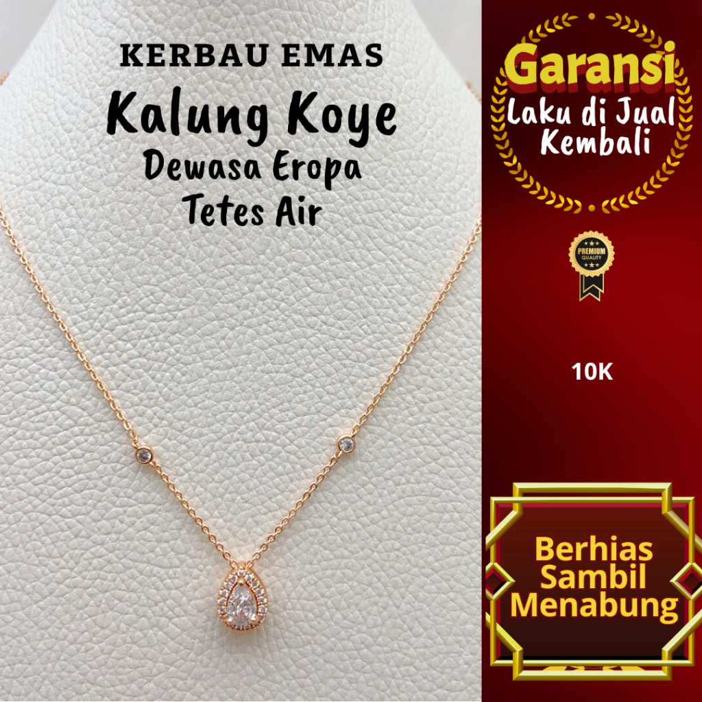 Kerbau Emas Kalung Koye Dewasa Eropa Tetes Air Warna 10K Ukuran 46cm