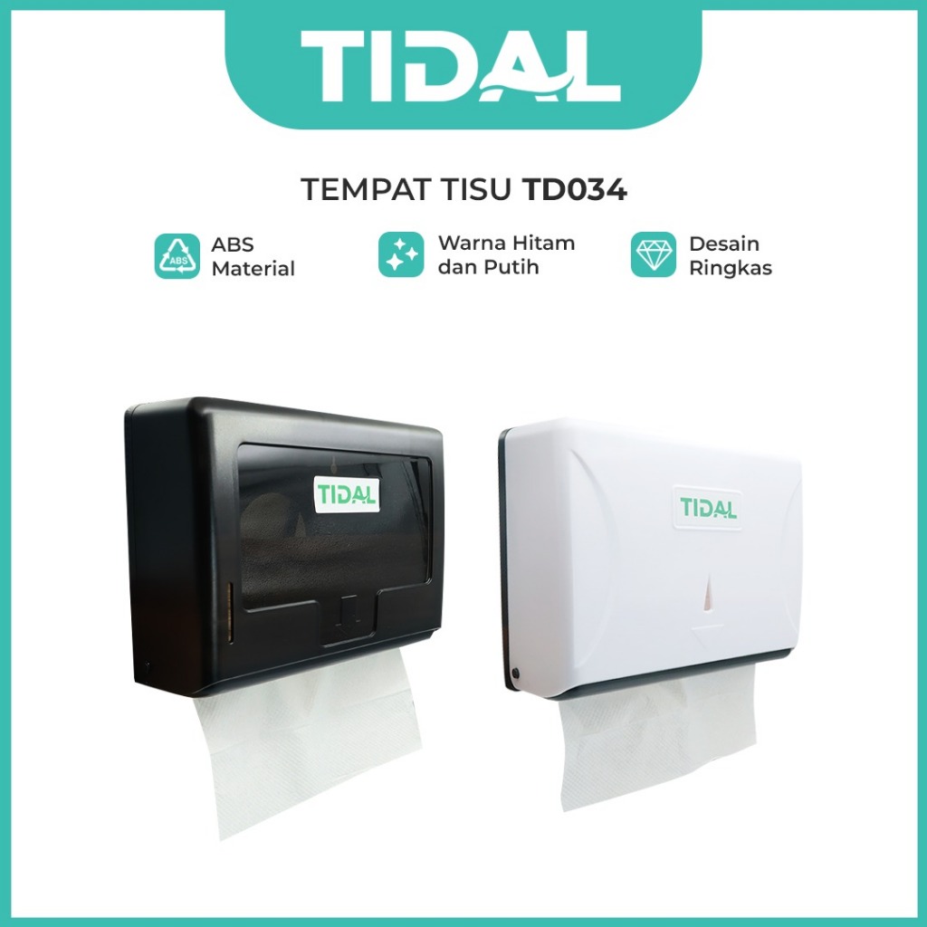 TIDAL Paper Holder Tempat Tissue Kamar Mandi ABS Berkualitas Hitam Putih White Black Tidal TD034