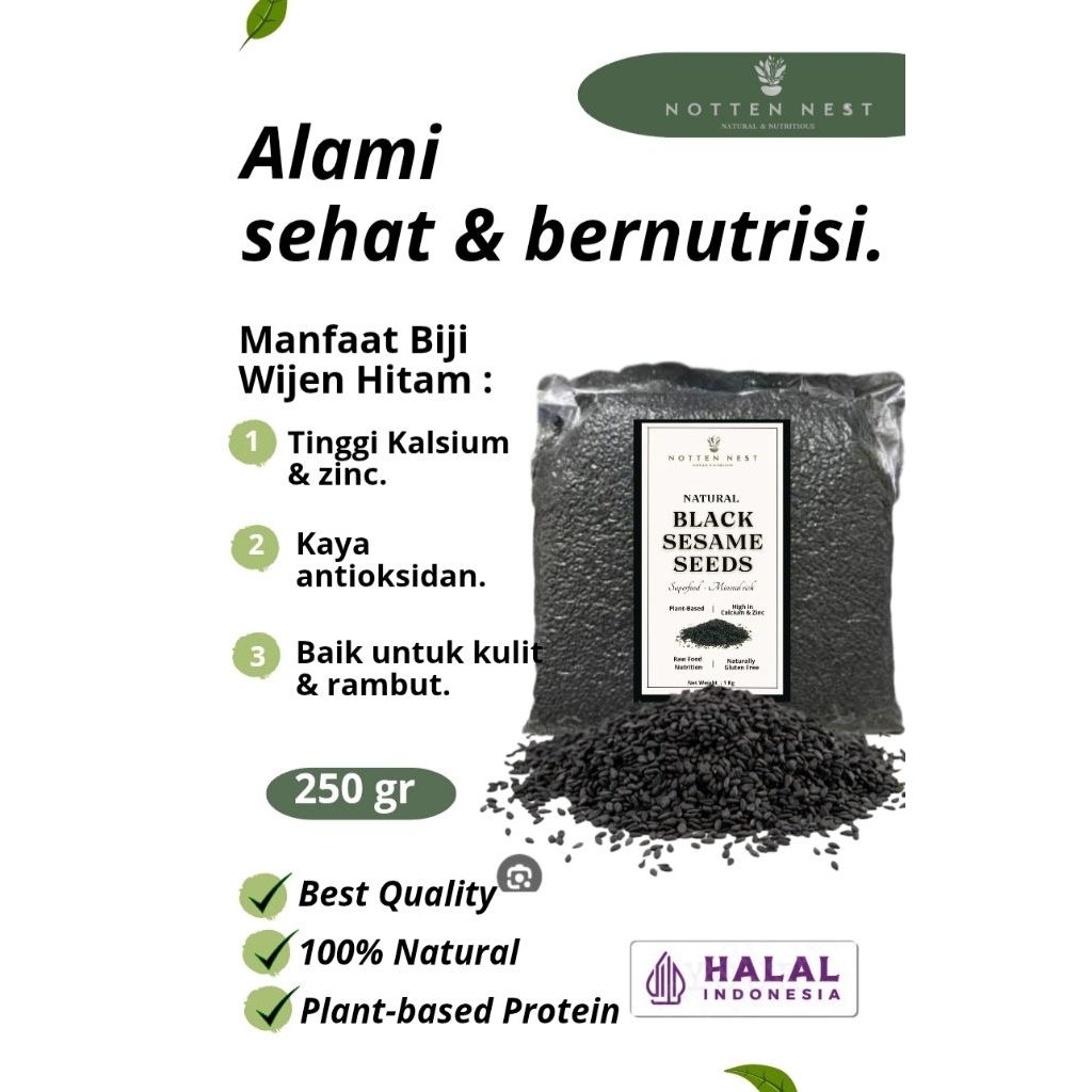 

Biji Wijen Hitam Organik 250gr - Biji Wijen Hitam Mentah Berkualitas - Cocok untuk Masakan,Teh,Jamu