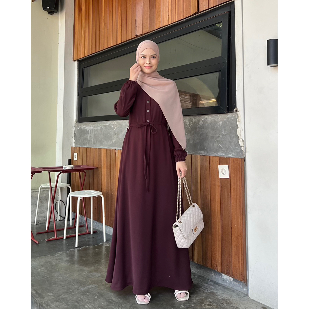 Elmiza - Hawa Dress Gamis Muslimah Remaja Terbaru Daily Wanita Polos Bahan Safeena Platinum
