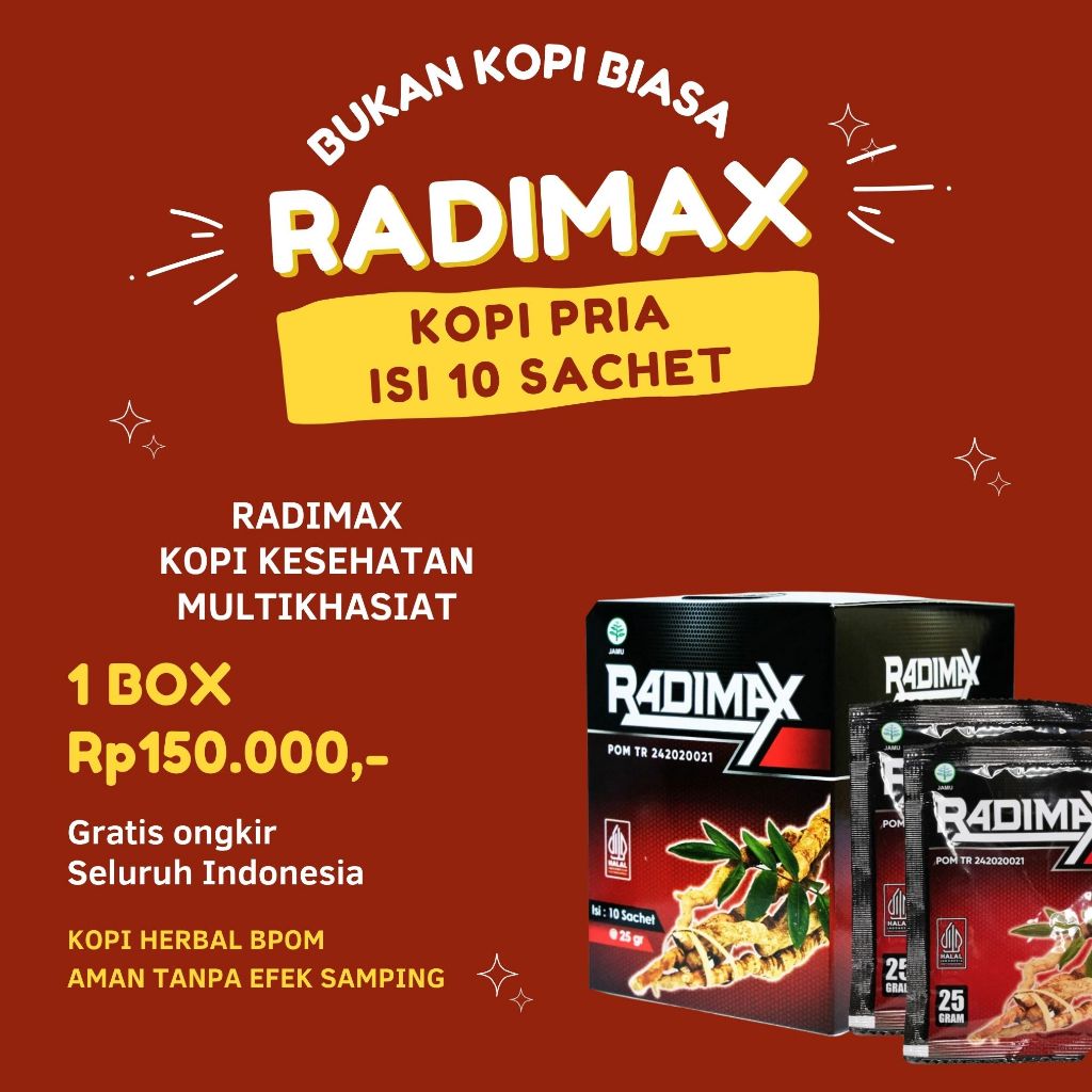 

Radimax Kopi Kuat Banyak Gaya Penambah Stamina 100% Ampuh Dari Herbal Alami Aman Tanpa Efek Samping