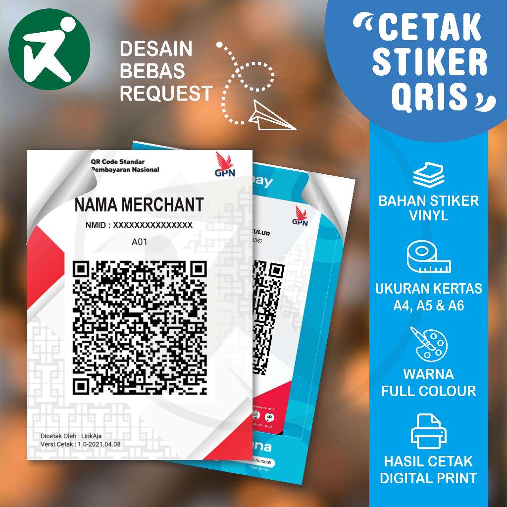 

STIKER QRIS / STIKER QR CODE / QRIS SHOPEEPAY, OVO, GOPAY , DANA, DLL