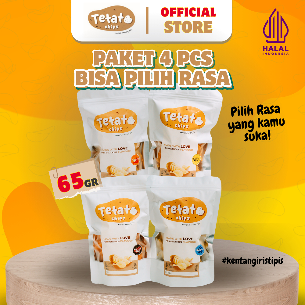 

Snack Kentang Iris Tipis Keripik Kentang Asli Tetato Chips Paket Hemat 4 pcs termurah