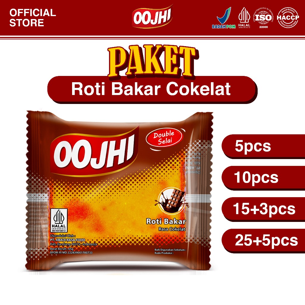 

OOJHI Paket Bundling Roti Bakar Rasa Cokelat Cemilan Makanan Enak Bersertifikat BPOM & Halal