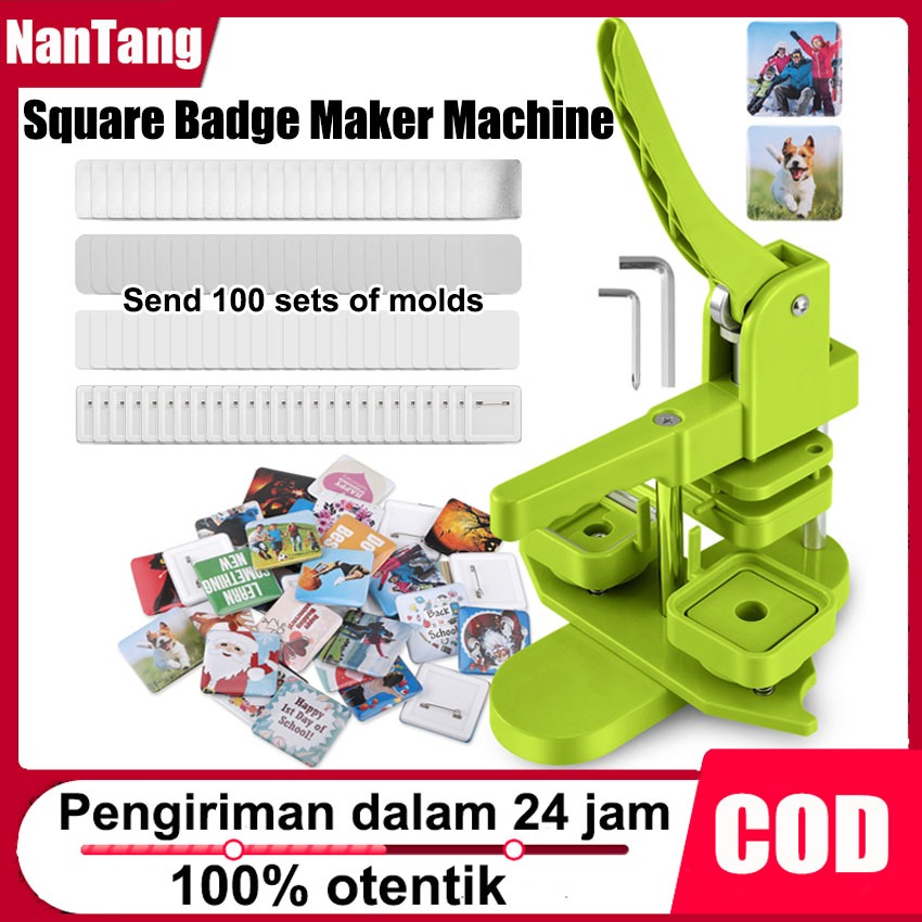 

Produk siap stok Square Fridge Badge Press Machine, Rotating Manual Making Fridge Magnet, Pins For Gifts, Home Office Business, 50x50mm