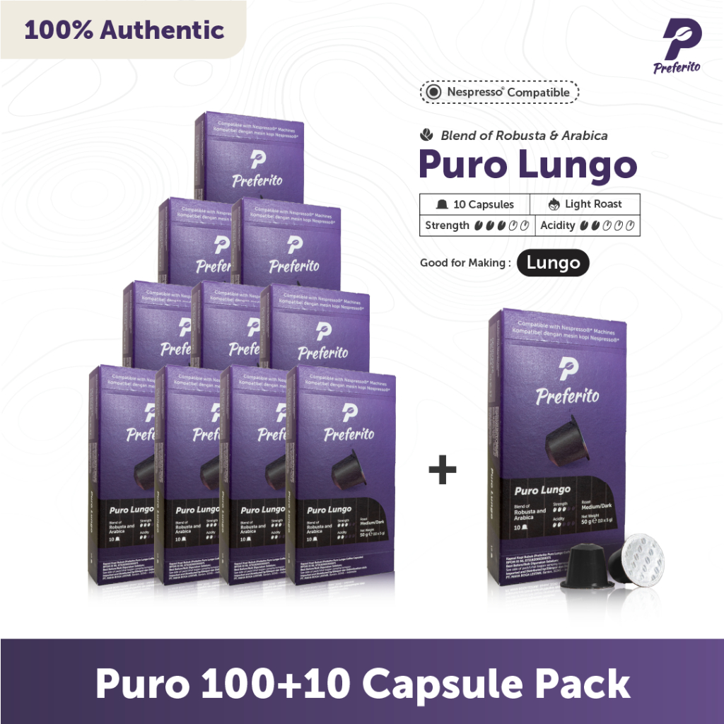 

Preferito 10+1 Free Packs of Kopi Kapsul Nespresso Compatible Coffee Capsule