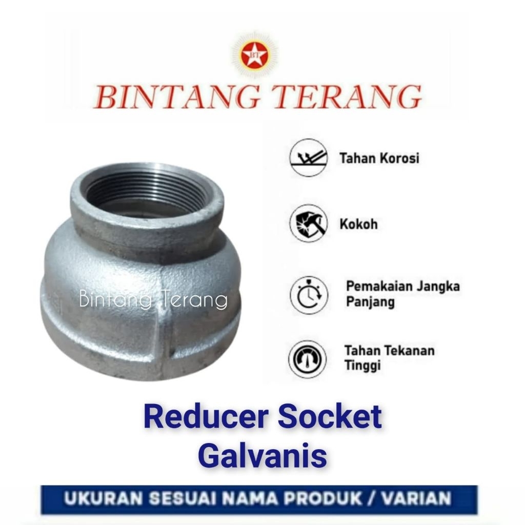 Reducer Galvanis 4 x 3" / Vlok Sok Galvanis / Verlop Sok / Reducer Socket Besi Galvanis / Reduser